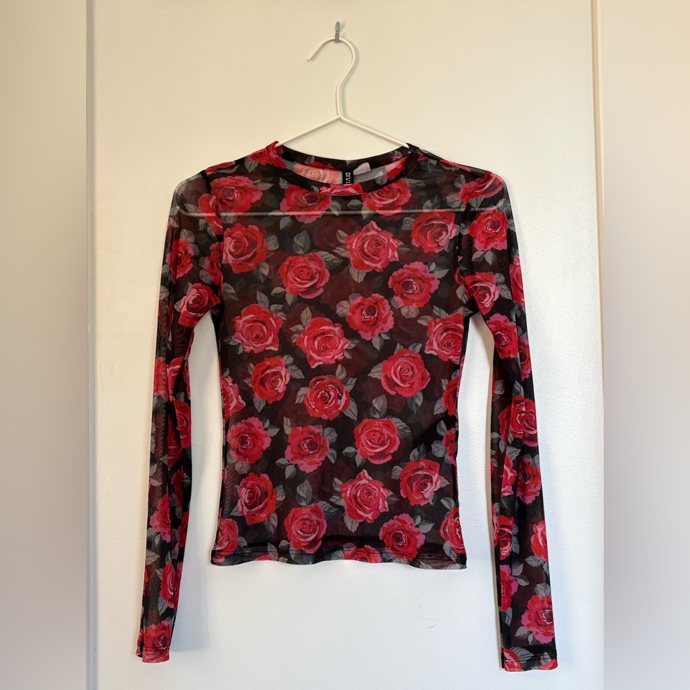 rose print sheer top from H&M Divided